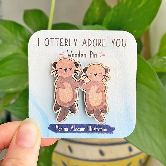 Otters Wooden Pin