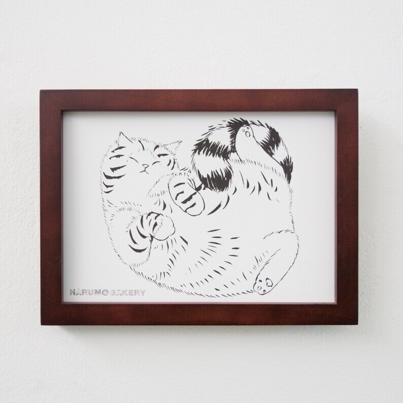 Fluffy Chubby Cat 5x7 Art Print