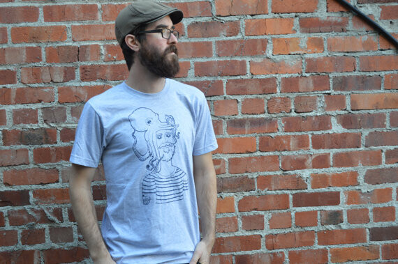 Octopus, Blue Unisex Tee