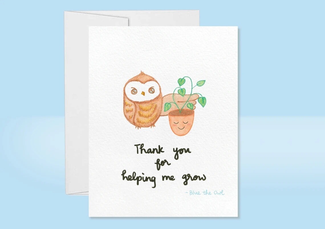 Thank You for Helping Me Grow Owl Card