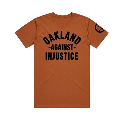 Oakland Against Injustice, Bronze w/Black Unisex Tee