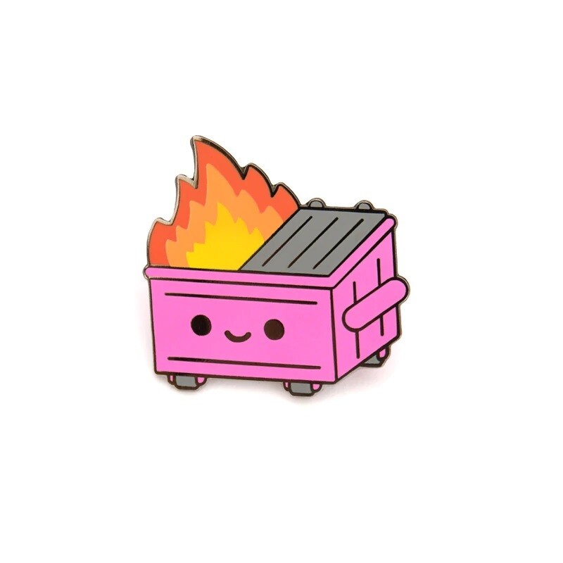 Dumpster Fire - Pepto Pink Pin (by 100% Soft)