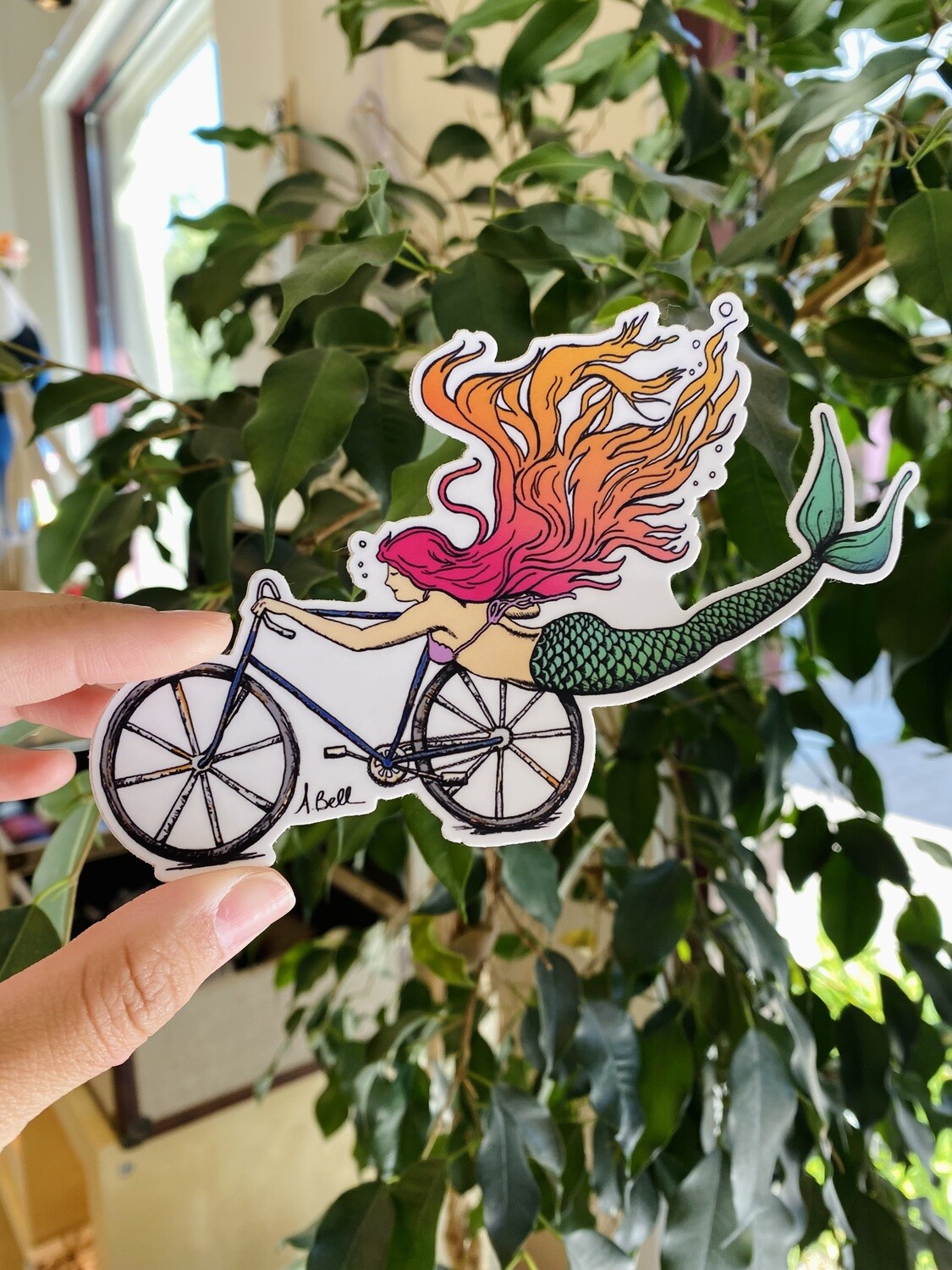 Sticker, Mermaid on a Bike