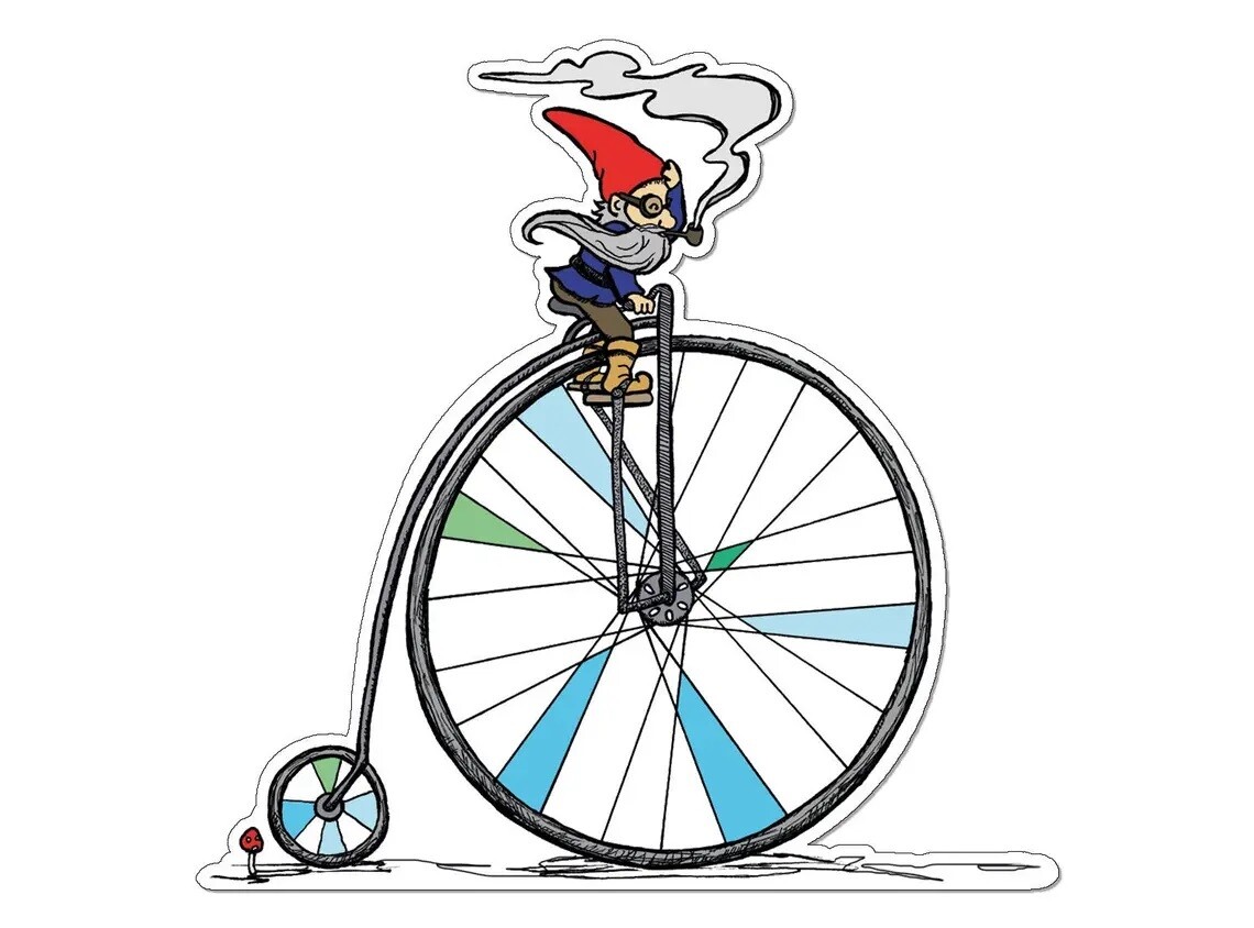 Sticker, Gnome on a Bike