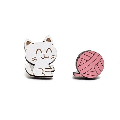 Cat &amp; Yarn Earrings