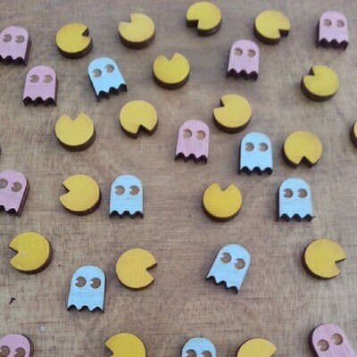 Pac Man Earrings, Pink Ghost
