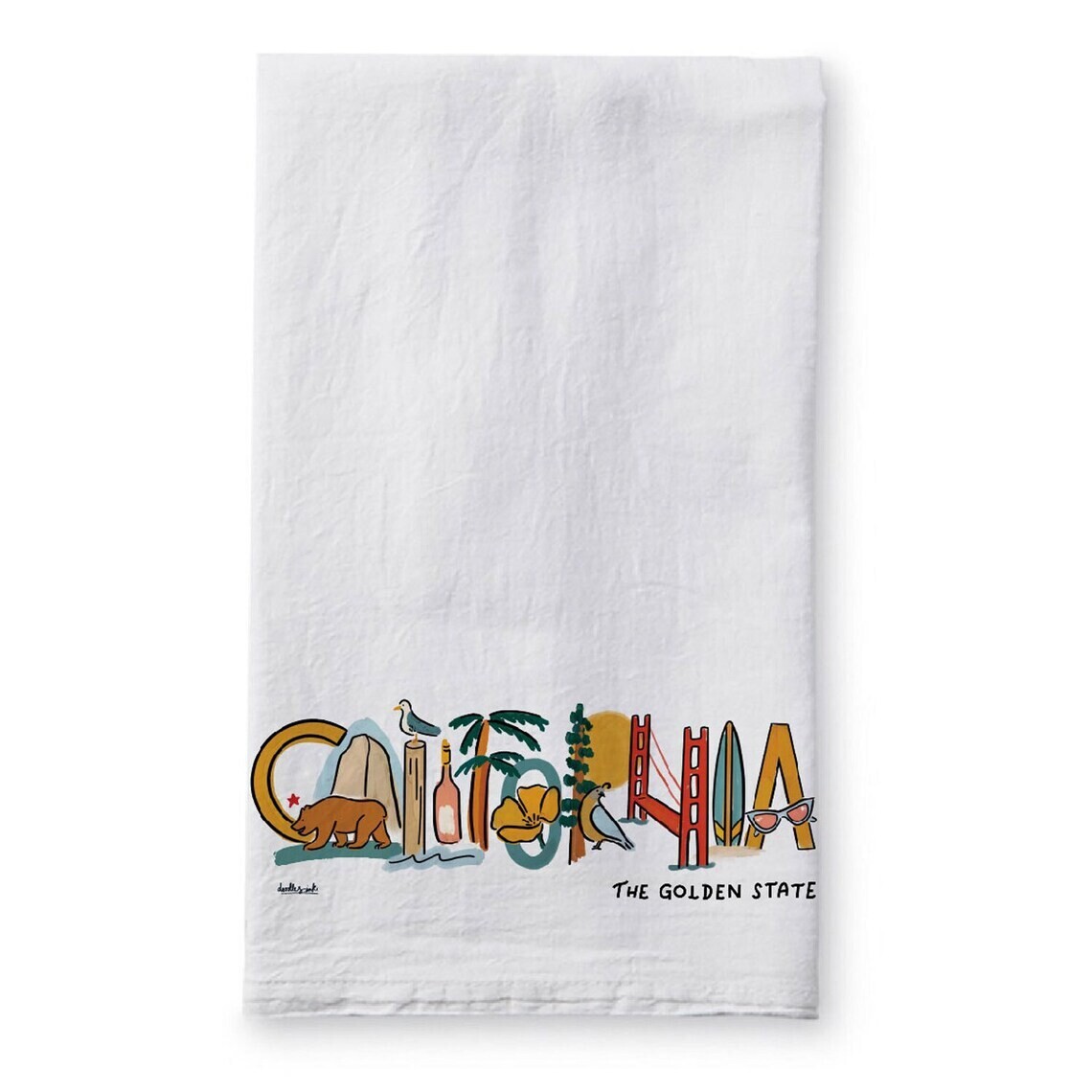 California Landmark Lettering - Tea Towel