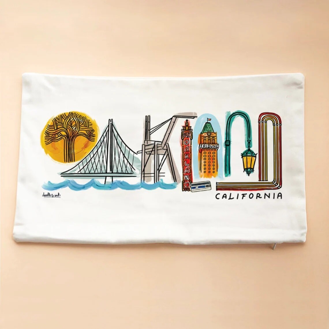 Oakland Landmark Lettering - Lumbar Pillow Cover