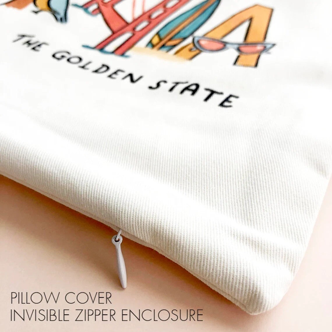 California Landmark Lettering - Lumbar Pillow Cover