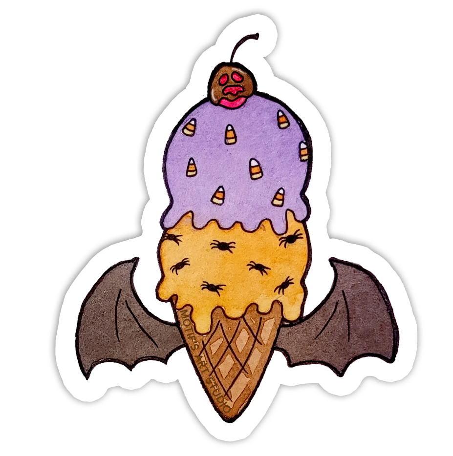 Batty Ice Cream Sticker