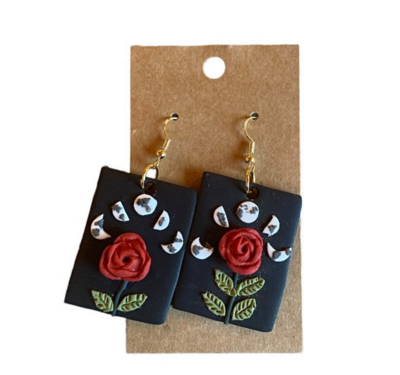 SALE - Moon Rose Earrings