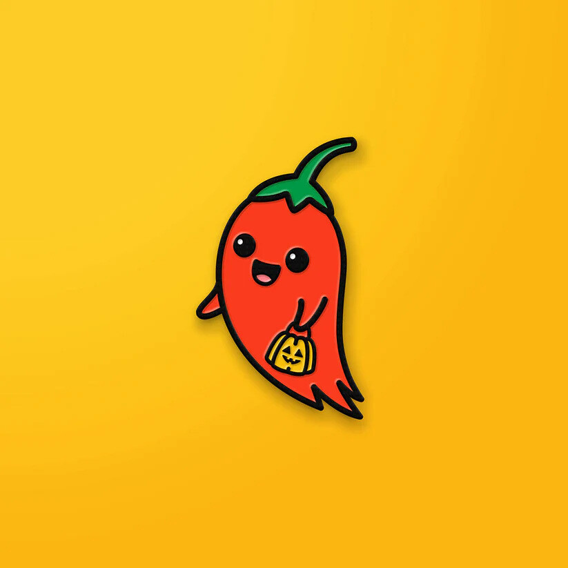 Halloween Ghost Pepper Enamel Pin (by Pin Pin Pals)
