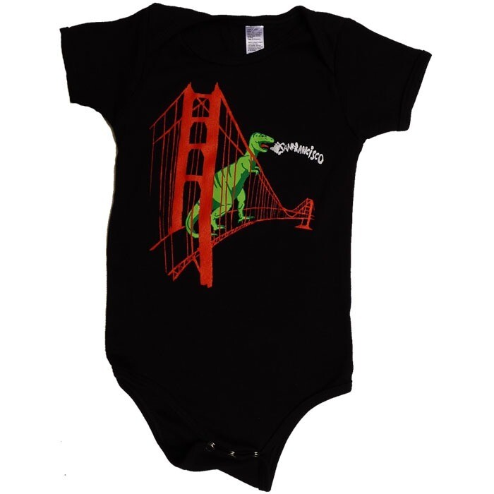 Black Dino Onesie, 6-12 mos