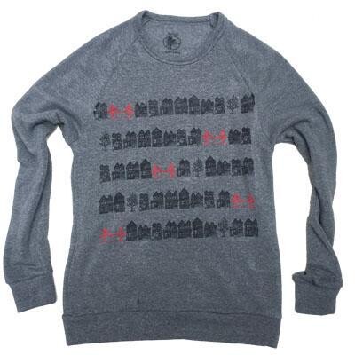 Unisex Grey Victorian Bridges Crew Sweater L