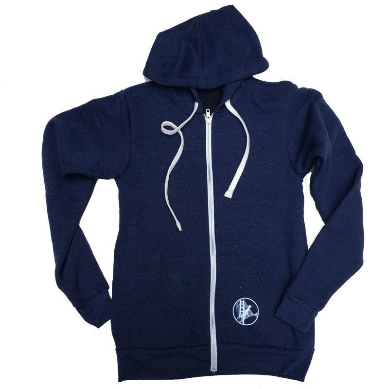 Unisex Navy Whale Zip Hoodie M Unisex Navy Whale Zip Hoodie M