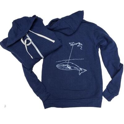 Unisex Navy Whale Zip Hoodie XL