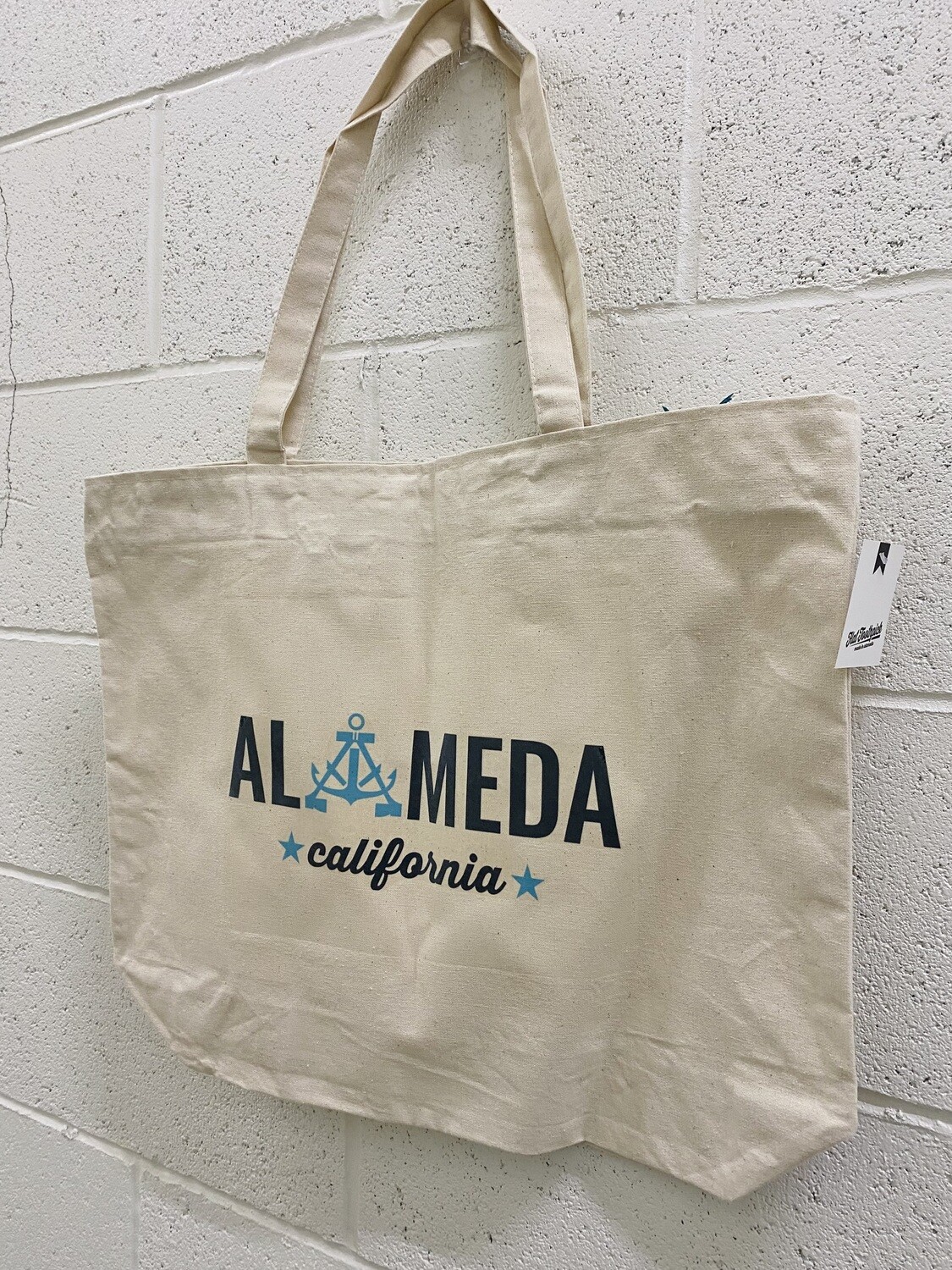 A is for Anchor Jumbo Canvas Zip Tote w/ Pocket