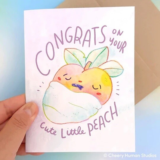 Greeting Card, Congrats on Your Cute Little Peach