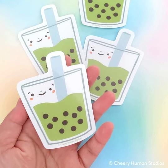 Sticker, Green Tea Boba