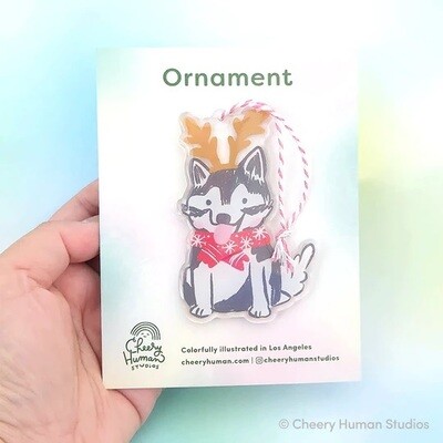 FINAL SALE - Ornament, Holiday Husky