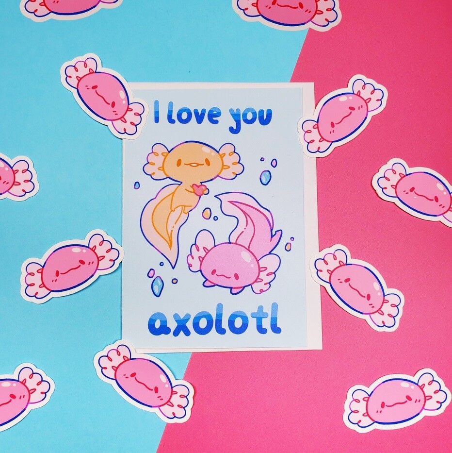 Axolotl Love Card