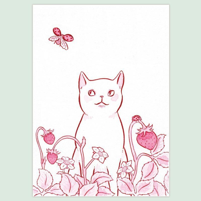Strawberry Cat 8X10 print