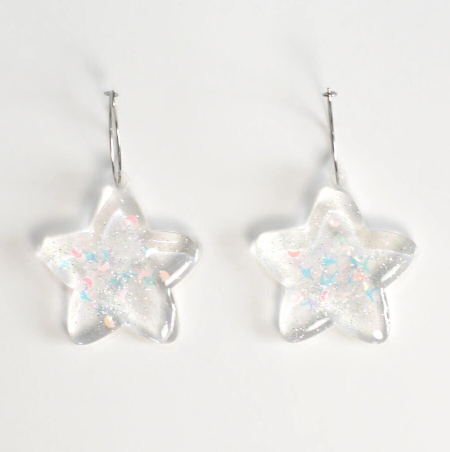 Shimmer Clear Star Hoops Shimmer Clear Star Hoops