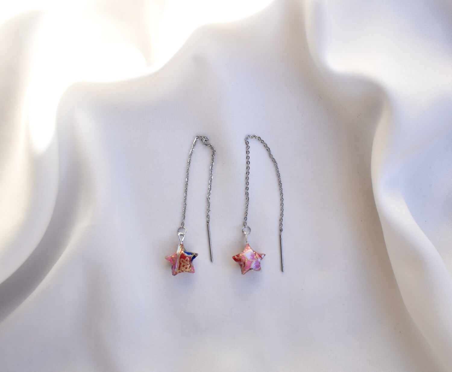 &quot;Starships&quot; Dangling Origami Star Earrings