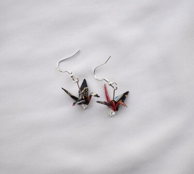 "Midnight" Origami Crane Earrings