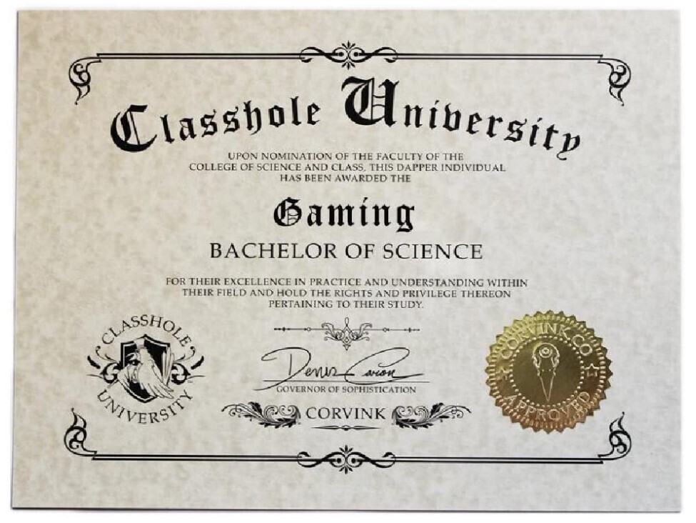 Classhole Diploma, Gaming Print (by Corvink)