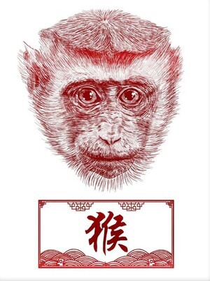 Monkey Chinese Zodiac Foil Print