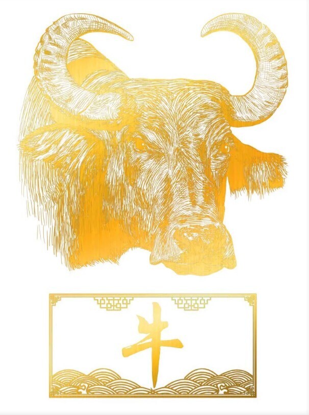 Ox Chinese Zodiac Foil Print