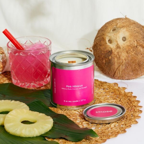 Pink Hibiscus Scented Glitter Soy Wax Candle