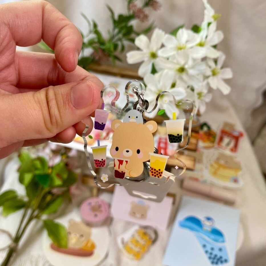 Brown Bear Multi-Boba Acrylic Keychain
