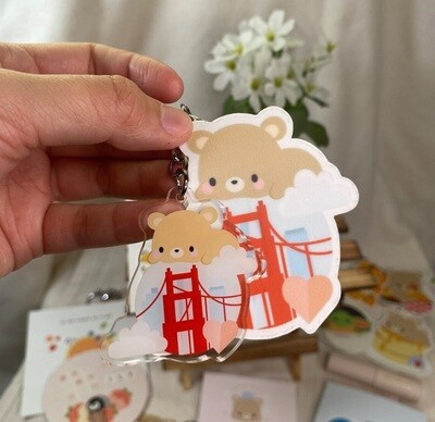 SF GGB Brown Bear Acrylic Keychain