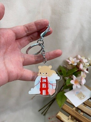 SF GGB Brown Bear Acrylic Keychain