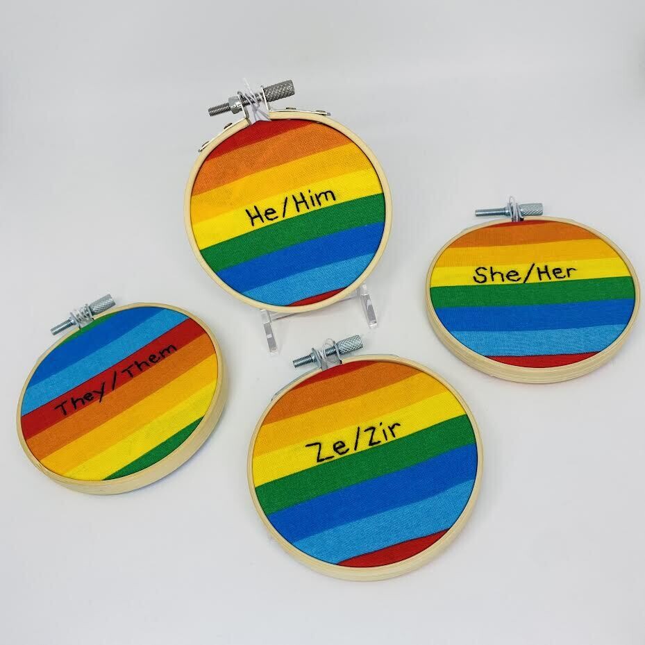 Rainbow Pronoun He/Him Wall Hanging