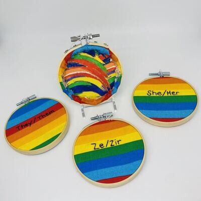Rainbow Pronoun Ze/Zir Wall Hanging