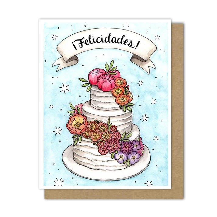 Rainbow Floral Wedding Card (Spanish)