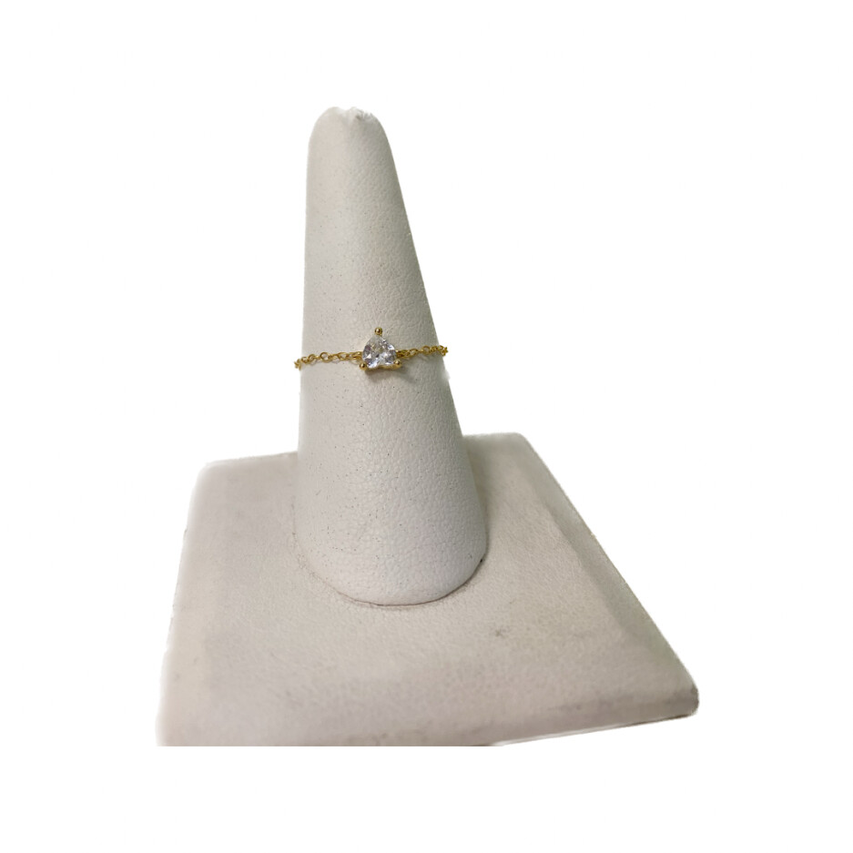 Chain Ring, Gold Plated Heart (sterling, adjustable)