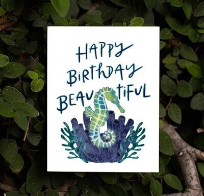 Happy Birthday Beautiful, Seahorse (Birthday Card)