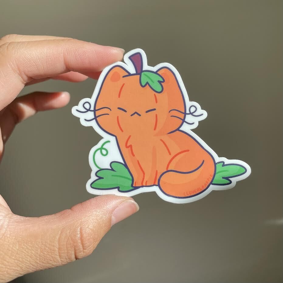 Sticker, Pumpkin Cat Sticker, Pumpkin Cat