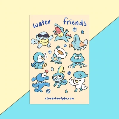 Sticker Sheet, Water Friends