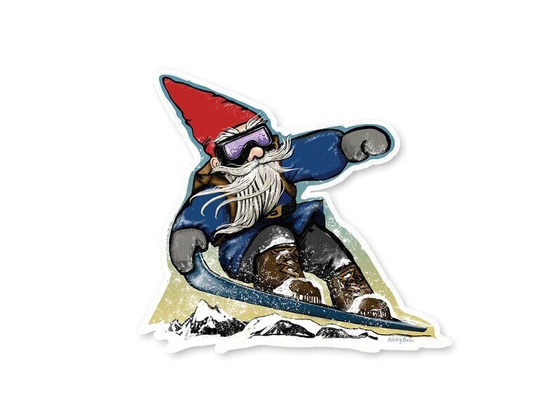 Sticker, Snowboarding Gnome