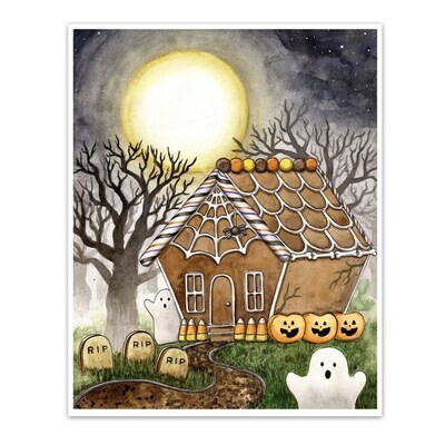 Halloween Gingerbread House Art Print