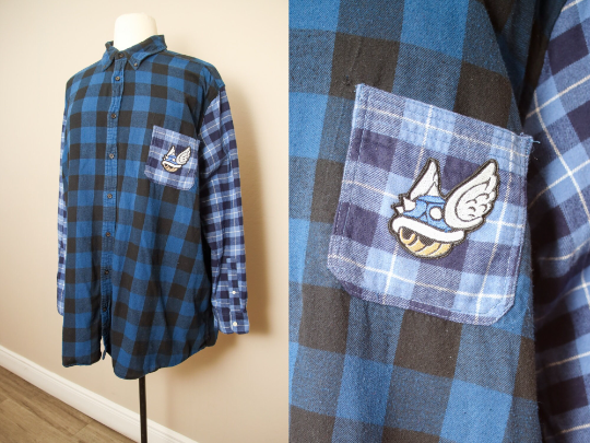 Mix Match Flannel Shirts - Blue Shell (TOP024) - 3XLT