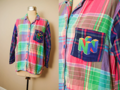 Mix Match Flannel Shirts - Colorful with N64 (TOP018) - Medium