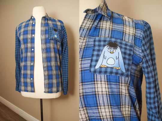 Mix Match Flannel Shirts - Puu Yu Yu Hakusho Blue (TOP013) - Kid's XXL Mix Match Flannel Shirts - Puu Yu Yu Hakusho Blue (TOP013) - Kid's XXL