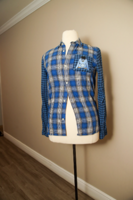 Mix Match Flannel Shirts - Puu Yu Yu Hakusho Blue (TOP013) - Kid's XXL