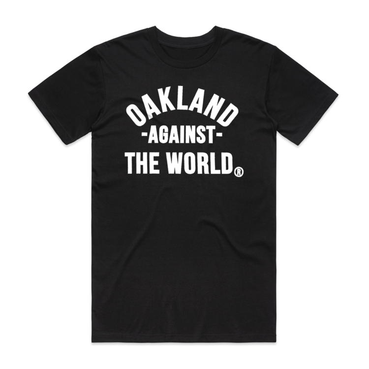 Oakland Against the World, White on Black - Unisex Infamous Tee